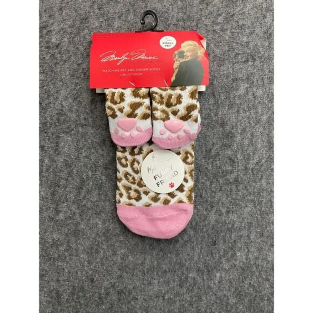 Marilyn Monroe Matching Pet and Owner Crew grip Socks Pet pink cheetah print
